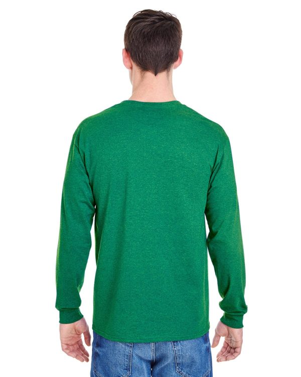 Fruit of the Loom Lightweight Long Sleeve T-Shirt | Retro Hthr Green Cheap - Image 2