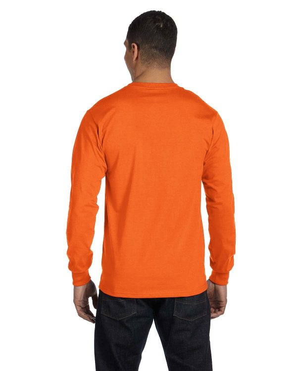 Gildan 50 50 Long Sleeve T-Shirt | S Orange Online Hot Sale - Image 2