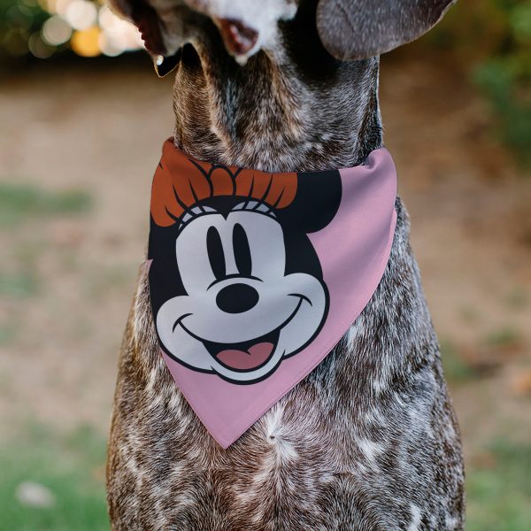 Pet Bandana - Minnie Mouse Smiling Face Close-Up Pink For Discount - Image 4