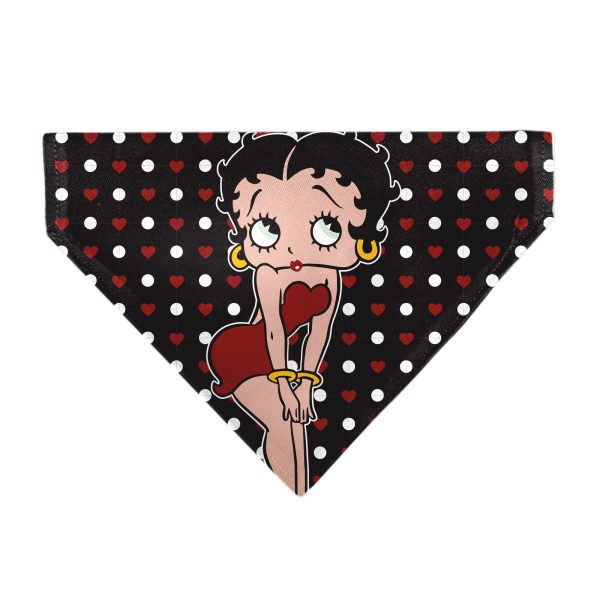 Pet Bandana - Betty Boop Hands on Knees Pose Heart Polka Dot Black Red White Sale
