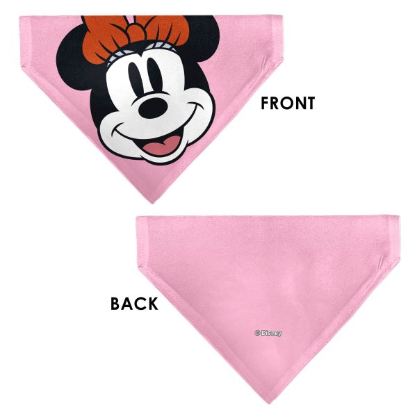 Pet Bandana - Minnie Mouse Smiling Face Close-Up Pink For Discount - Image 3