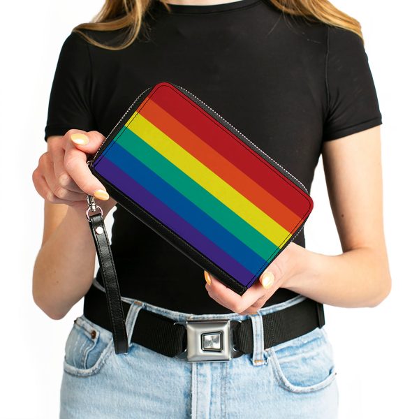 Women s PU Zip Around Wallet Rectangle - Rainbow Print Supply - Image 4