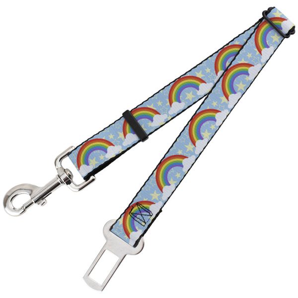 Dog Safety Seatbelt for Cars - Rainbows & Stars Light Blue Yellow Rainbow Online Hot Sale