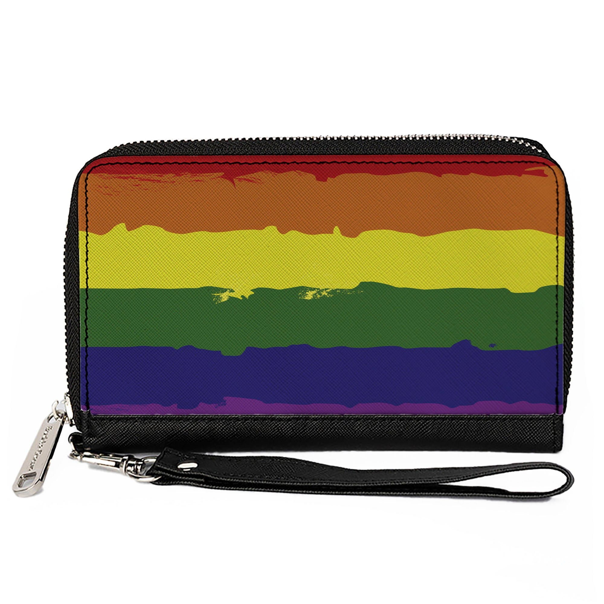 Women s PU Zip Around Wallet Rectangle – Rainbow Stripe Painted For Discount