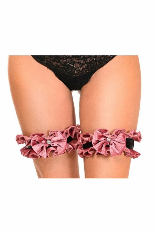 Kitten Collection Dusty Rose Velvet Leg Garters (Set of 2) Online