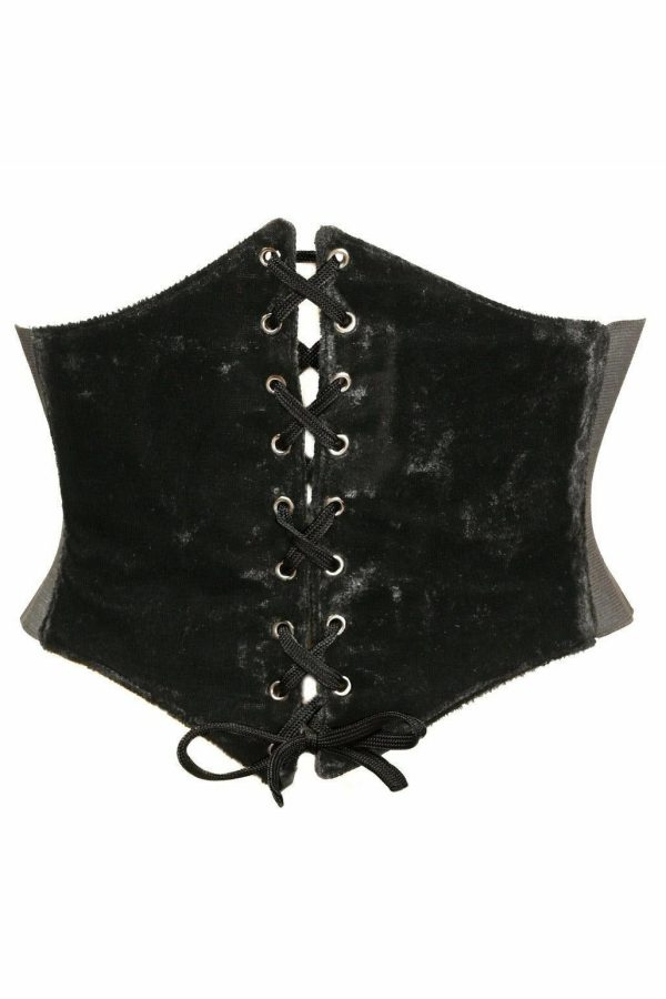 Lavish Black Velvet Corset Belt Cincher For Discount
